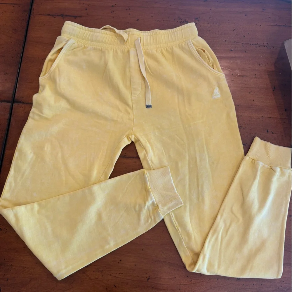 Kangol Pale Yellow Drawstring Joggers for Men or Women NWT - Picture 1 of 3